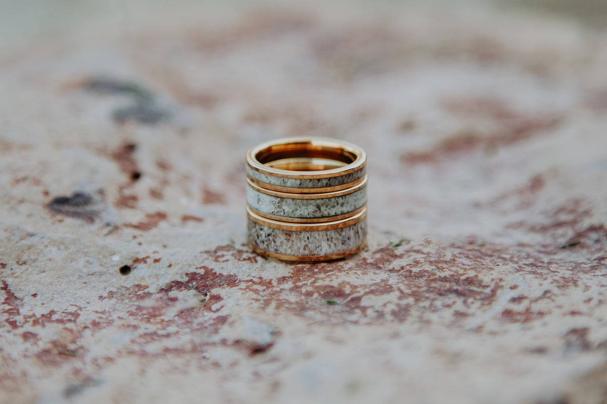 Gold Plated Tungsten Antler Ring