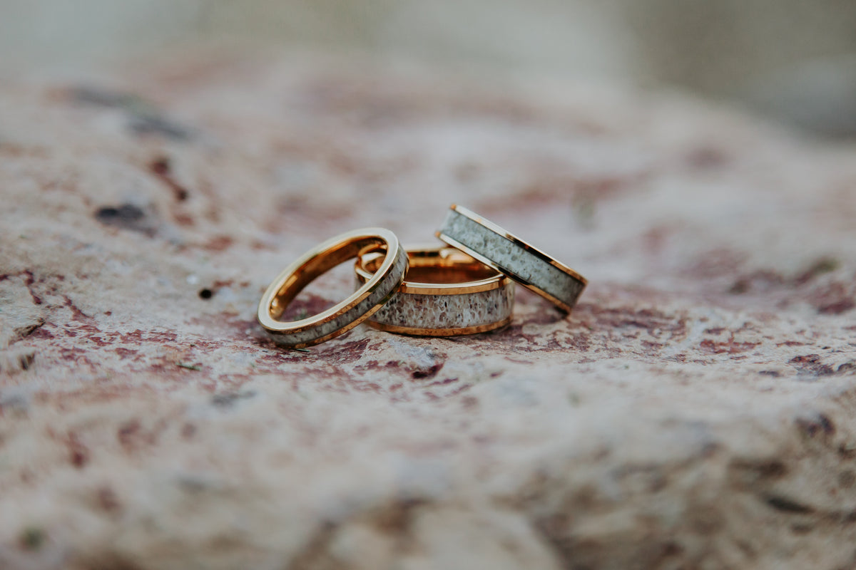 Gold Plated Tungsten Antler Ring