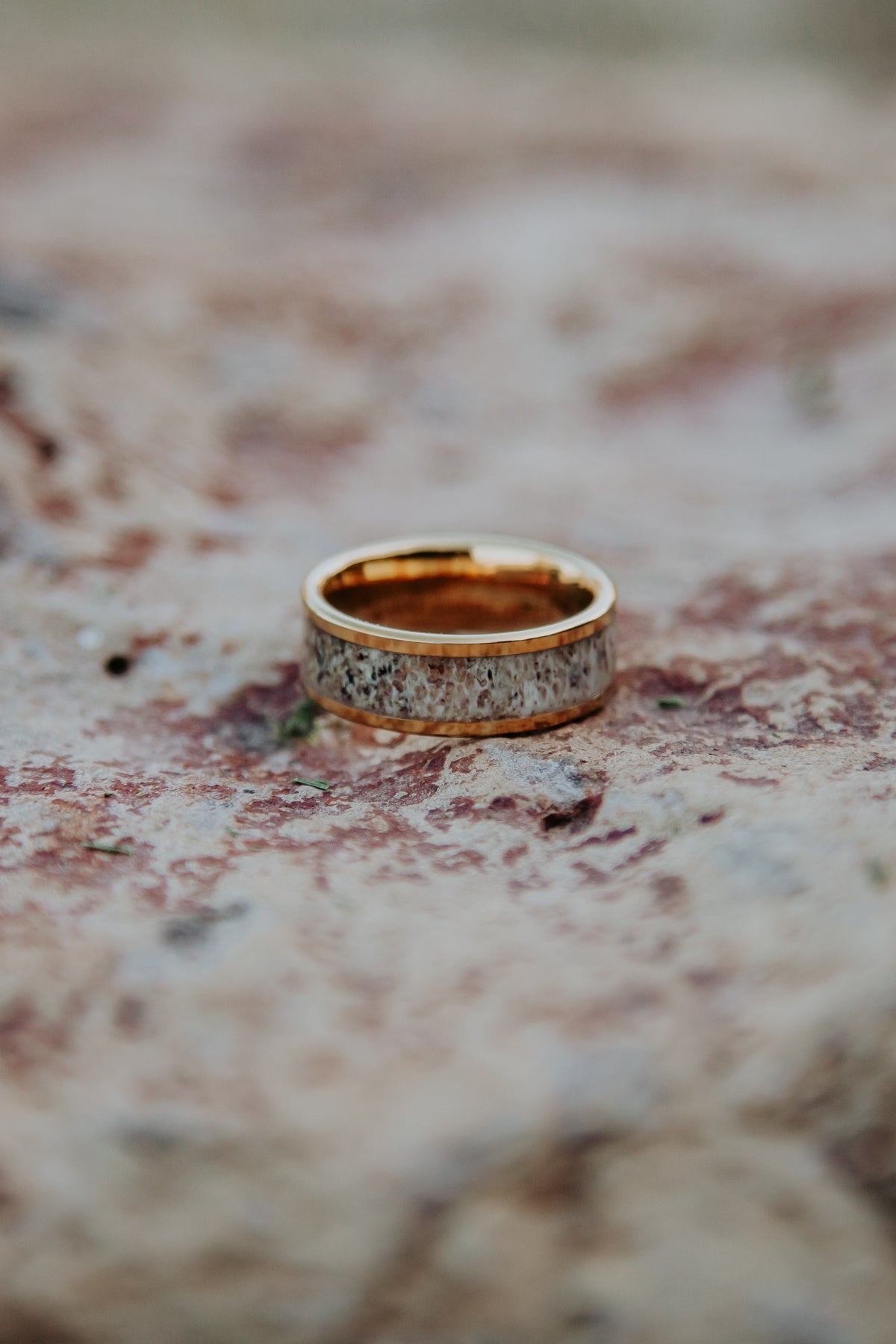 Gold Plated Tungsten Antler Ring