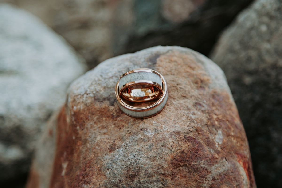 Rose Gold Plated Tungsten Antler Ring