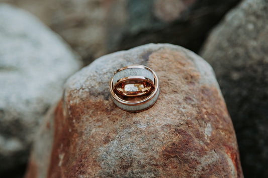 Rose Gold Plated Tungsten Antler Ring