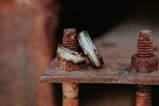 Hammered Black Tungsten with Gold