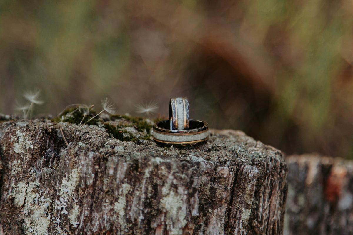 Hammered Black Tungsten with Gold