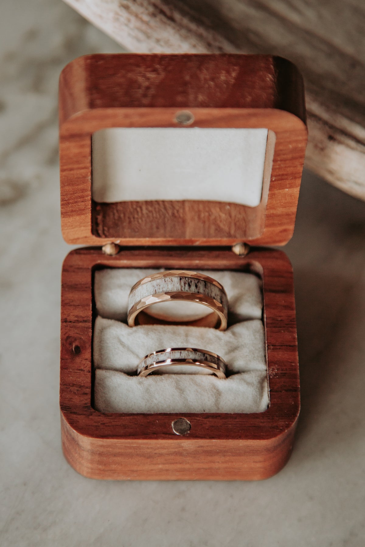 Hammered Rose Gold Plated Tungsten