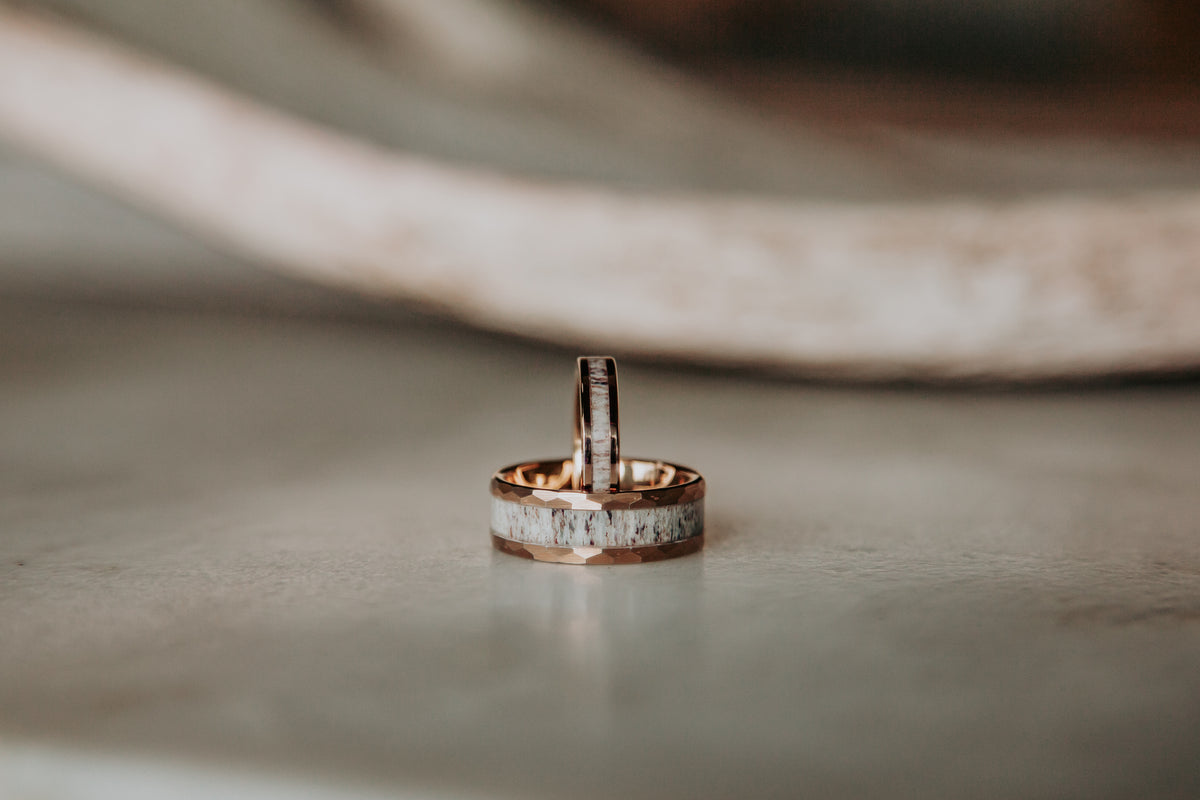 Hammered Rose Gold Plated Tungsten