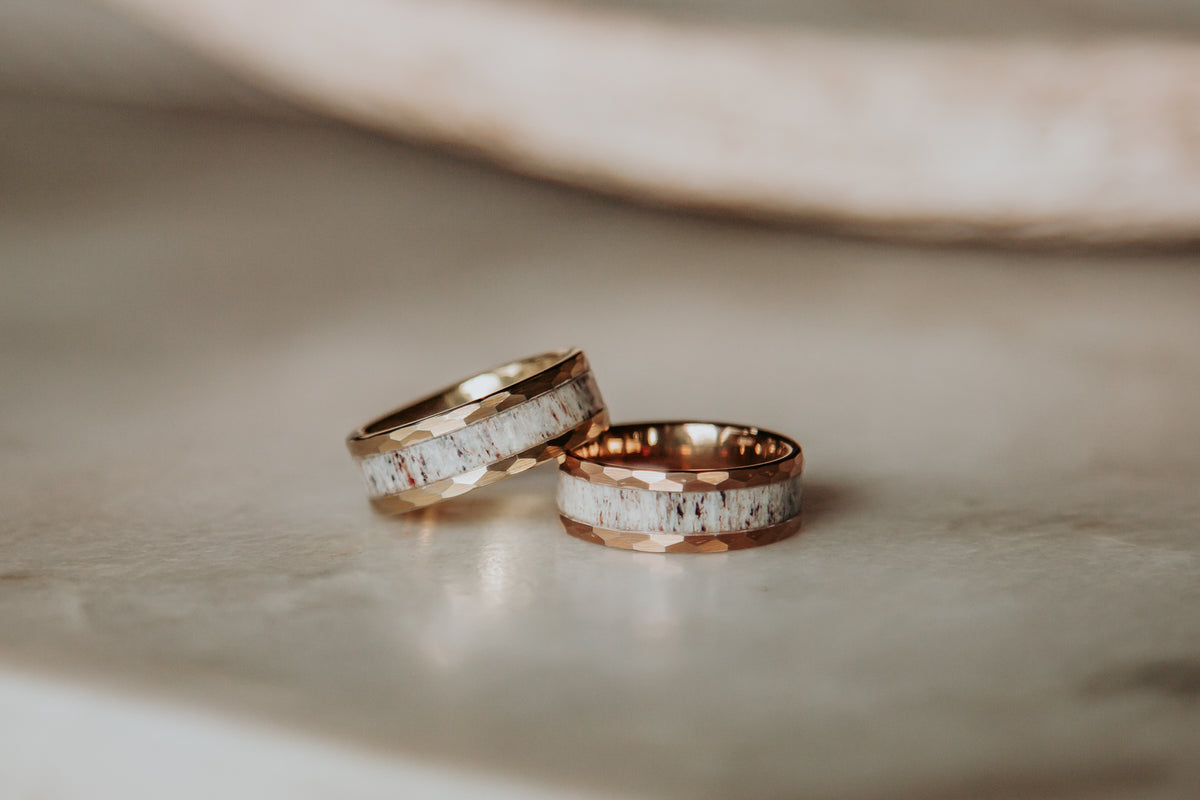 Hammered Rose Gold Plated Tungsten